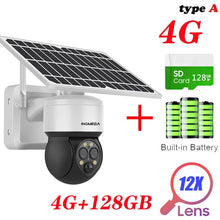 Load image into Gallery viewer, 2023 NEW 6MP 4G Solar Camera Outdoor Night Vision PTZ IP Camera With Solar Panel Recharge Battery CCTV Video Surveillance Cameras