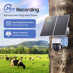 2023 new INQMEGA 4G Solar Camera 24H/7D all day and all night record LTE 4G  Outdoor waterproof Security Camera