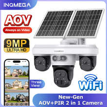 Load image into Gallery viewer, INQMEGA AOV 9MP Solar Camera 4G SIM Thress Screen WIFI Wireless Outdoor Security PTZ Camera 7/24 Hour Video Recording UBOXPRO