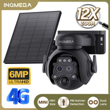 Load image into Gallery viewer, INGMEGA 4G SIM / WIFI Solar Security Cameras WIFI Wireless Outdoor 3MP 360° View Animal Monitoring Black/White Color Battery PTZ Camera.Built-in Battery