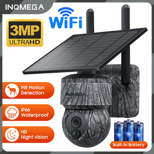 INGMEGA 3MP Solar Cameras 4G SIM / WIFI Wireless Outdoor 360° View Animal Monitoring Camouflage Color 12X Zoom Solar Battery PTZ Camera