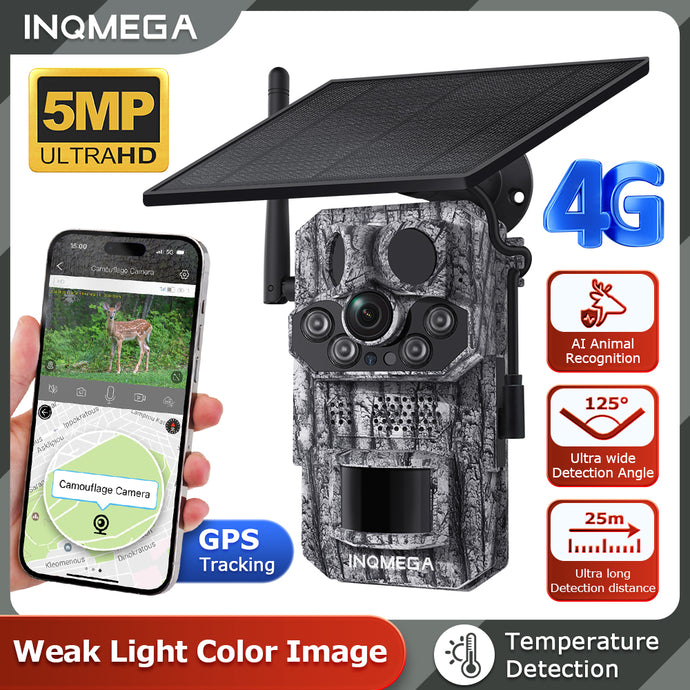 INGMEGA GPS Tracking 4G Solar Trail Camera 5MP Super HD PIR Motion Detection IP66 Waterproof Wide Range Detection Night Vision