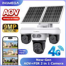 Load image into Gallery viewer, INQMEGA AOV 9MP Solar Camera 4G SIM Thress Screen WIFI Wireless Outdoor Security PTZ Camera 7/24 Hour Video Recording UBOXPRO