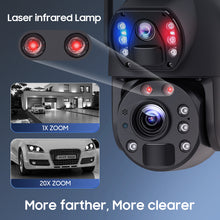 Load image into Gallery viewer, INGMEGA 20X Zoom 4G SIM / WIFI Cellular Security Camera Dual-Lens,6MP Solar Camera Wireless Outdoor,Siren Alarm,Color Night Vision,Dual Screen,Built in 12000mAh Battery
