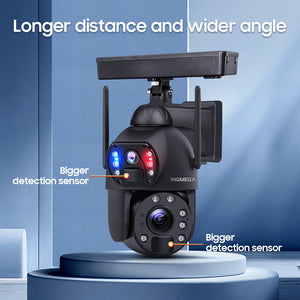 INGMEGA 20X Zoom 4G SIM / WIFI Cellular Security Camera Dual-Lens,6MP Solar Camera Wireless Outdoor,Siren Alarm,Color Night Vision,Dual Screen,Built in 12000mAh Battery