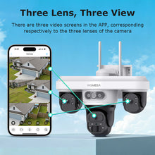 Load image into Gallery viewer, INQMEGA AOV 9MP Solar Camera 4G SIM Thress Screen WIFI Wireless Outdoor Security PTZ Camera 7/24 Hour Video Recording UBOXPRO