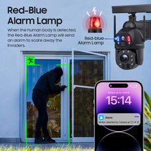 Load image into Gallery viewer, INGMEGA 20X Zoom 4G SIM / WIFI Cellular Security Camera Dual-Lens,6MP Solar Camera Wireless Outdoor,Siren Alarm,Color Night Vision,Dual Screen,Built in 12000mAh Battery