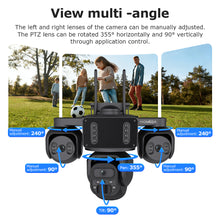 Load image into Gallery viewer, Triple Len 24/7 Full Time Recording AOV 4G Solar Camera PIR Human Tracking Area Detect AI Camera GSM IP66 New Gen Network Camera