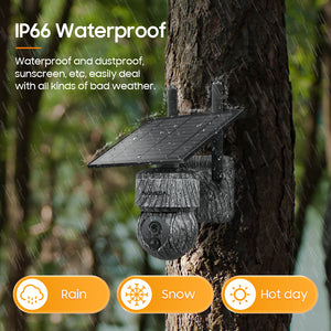 INGMEGA 3MP Solar Cameras 4G SIM / WIFI Wireless Outdoor 360° View Animal Monitoring Camouflage Color 12X Zoom Solar Battery PTZ Camera