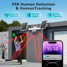 Load image into Gallery viewer, INQMEGA AOV 9MP Solar Camera 4G SIM Thress Screen WIFI Wireless Outdoor Security PTZ Camera 7/24 Hour Video Recording UBOXPRO