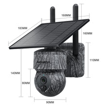 Load image into Gallery viewer, INGMEGA 3MP Solar Cameras 4G SIM / WIFI Wireless Outdoor 360° View Animal Monitoring Camouflage Color 12X Zoom Solar Battery PTZ Camera