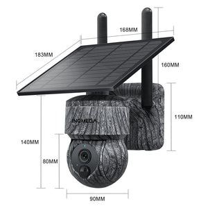 INGMEGA 3MP Solar Cameras 4G SIM / WIFI Wireless Outdoor 360° View Animal Monitoring Camouflage Color 12X Zoom Solar Battery PTZ Camera