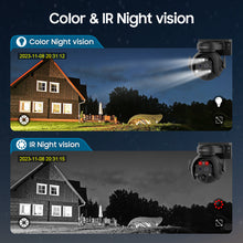 Load image into Gallery viewer, INGMEGA 4G SIM / WIFI Solar Security Cameras WIFI Wireless Outdoor 3MP 360° View Animal Monitoring Black/White Color Battery PTZ Camera.Built-in Battery