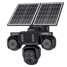 Load image into Gallery viewer, Triple Len 24/7 Full Time Recording AOV 4G Solar Camera PIR Human Tracking Area Detect AI Camera GSM IP66 New Gen Network Camera