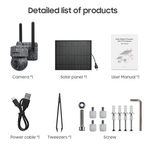 INGMEGA 3MP Solar Cameras 4G SIM / WIFI Wireless Outdoor 360° View Animal Monitoring Camouflage Color 12X Zoom Solar Battery PTZ Camera