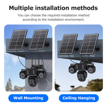 Load image into Gallery viewer, Triple Len 24/7 Full Time Recording AOV 4G Solar Camera PIR Human Tracking Area Detect AI Camera GSM IP66 New Gen Network Camera