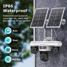 Load image into Gallery viewer, INQMEGA AOV 9MP Solar Camera 4G SIM Thress Screen WIFI Wireless Outdoor Security PTZ Camera 7/24 Hour Video Recording UBOXPRO