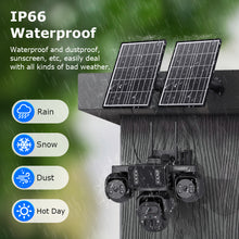 Load image into Gallery viewer, Triple Len 24/7 Full Time Recording AOV 4G Solar Camera PIR Human Tracking Area Detect AI Camera GSM IP66 New Gen Network Camera