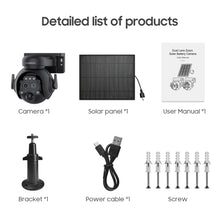 Load image into Gallery viewer, INGMEGA 4G SIM / WIFI Solar Security Cameras WIFI Wireless Outdoor 3MP 360° View Animal Monitoring Black/White Color Battery PTZ Camera.Built-in Battery