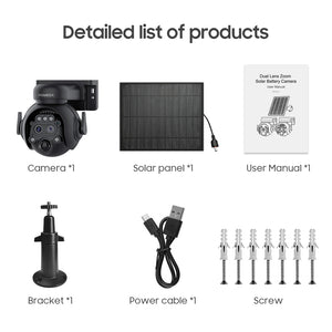 INGMEGA 4G SIM / WIFI Solar Security Cameras WIFI Wireless Outdoor 3MP 360° View Animal Monitoring Black/White Color Battery PTZ Camera.Built-in Battery