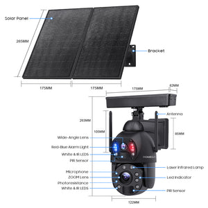 INGMEGA 20X Zoom 4G SIM / WIFI Cellular Security Camera Dual-Lens,6MP Solar Camera Wireless Outdoor,Siren Alarm,Color Night Vision,Dual Screen,Built in 12000mAh Battery
