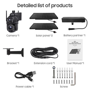 INGMEGA 20X Zoom 4G SIM / WIFI Cellular Security Camera Dual-Lens,6MP Solar Camera Wireless Outdoor,Siren Alarm,Color Night Vision,Dual Screen,Built in 12000mAh Battery