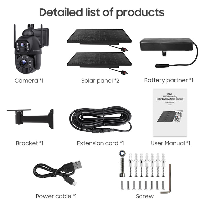 INGMEGA 20X Zoom 4G SIM / WIFI Cellular Security Camera Dual-Lens,6MP Solar Camera Wireless Outdoor,Siren Alarm,Color Night Vision,Dual Screen,Built in 12000mAh Battery