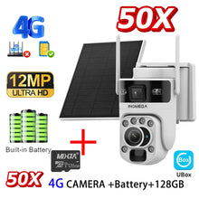 Load image into Gallery viewer, 12MP 50X Zoom Dual Lens 4G SIM Solar Camera WIFI Outdoor Surveillance PTZ Human Detection Recording Security Night Vision Camera