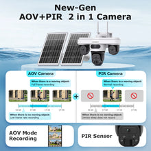 Load image into Gallery viewer, INQMGEA 12MP 3 Lens Outdoor 4G / WIFI Camera Solar CCTV Security Solar-powered Surveillance Cameras with Night Vision for Gargen Yard
