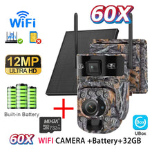 Load image into Gallery viewer, INQMEGA 12MP Solar Powered Camera 60X Optical + Digital Zoom Hunting Forest Camera Animal Activated Trigger Time Night Vision