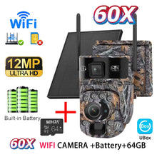 Load image into Gallery viewer, INQMEGA 12MP Solar Powered Camera 60X Optical + Digital Zoom Hunting Forest Camera Animal Activated Trigger Time Night Vision