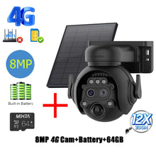 Load image into Gallery viewer, INQMEGA 8MP Solar Powered Camera 4G / WIFI Solar Camera with SIM Card Solar Panel  Security PIR Human Detection Kamera