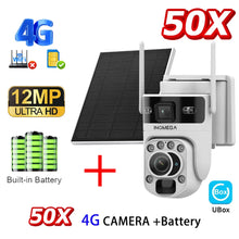 Load image into Gallery viewer, 12MP 50X Zoom Dual Lens 4G SIM Solar Camera WIFI Outdoor Surveillance PTZ Human Detection Recording Security Night Vision Camera