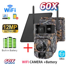 Load image into Gallery viewer, INQMEGA 12MP Solar Powered Camera 60X Optical + Digital Zoom Hunting Forest Camera Animal Activated Trigger Time Night Vision
