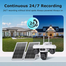 Load image into Gallery viewer, INQMGEA 12MP 3 Lens Outdoor 4G / WIFI Camera Solar CCTV Security Solar-powered Surveillance Cameras with Night Vision for Gargen Yard