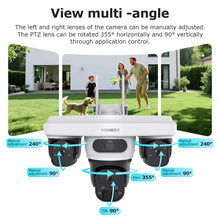 Load image into Gallery viewer, INQMGEA 12MP 3 Lens Outdoor 4G / WIFI Camera Solar CCTV Security Solar-powered Surveillance Cameras with Night Vision for Gargen Yard