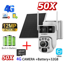 Load image into Gallery viewer, 12MP 50X Zoom Dual Lens 4G SIM Solar Camera WIFI Outdoor Surveillance PTZ Human Detection Recording Security Night Vision Camera