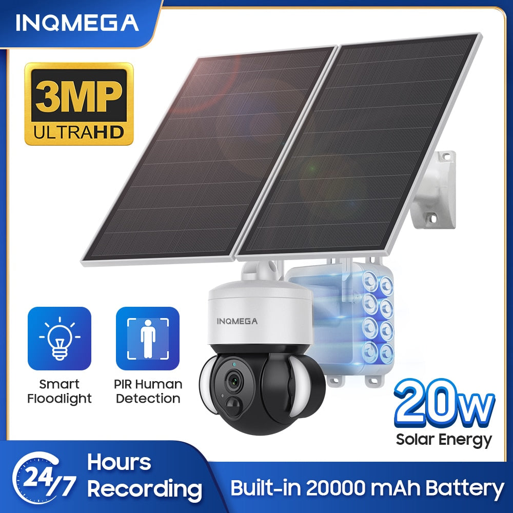 2023 new INQMEGA 4G Solar Camera 24H/7D all day and all night record LTE 4G  Outdoor waterproof Security Camera