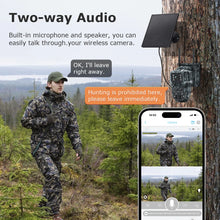 Load image into Gallery viewer, Solar Camera Outdoor 12MP 6K Dual Screen WIFI / 4G SIM Monitor IP66 PIR Human Detection Security Camera Camouflage Forest Ubox