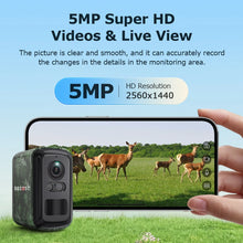 Load image into Gallery viewer, 5MP 2K HD 4G Wireless Solar Camera Wifi Outdoor 10000mAh Battery WiFi Security Camera Waterproof PIR Animal Detection in Forest