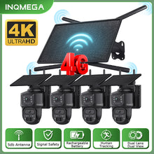 Load image into Gallery viewer, 10W 4G Solar Battery Router 4K 8MP Dual Lens WiFi Camera Repeater 150Mbps IP66 Waterproof PTZ Camera in Forest or Remote place