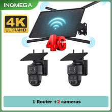 Load image into Gallery viewer, 10W 4G Solar Battery Router 4K 8MP Dual Lens WiFi Camera Repeater 150Mbps IP66 Waterproof PTZ Camera in Forest or Remote place