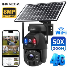 Load image into Gallery viewer, 4K 50X 8MP Wireless Solar Camera 4G Sim Outdoor Dual Lens Wifi IP Camera PIR Night Vision Ubox CCTV Security Protection