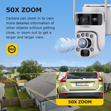 Load image into Gallery viewer, 12MP 50X Zoom Dual Lens 4G SIM Solar Camera WIFI Outdoor Surveillance PTZ Human Detection Recording Security Night Vision Camera