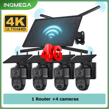 Load image into Gallery viewer, 10W 4G Solar Battery Router 4K 8MP Dual Lens WiFi Camera Repeater 150Mbps IP66 Waterproof PTZ Camera in Forest or Remote place