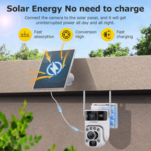 Load image into Gallery viewer, 12MP 50X Zoom Dual Lens 4G SIM Solar Camera WIFI Outdoor Surveillance PTZ Human Detection Recording Security Night Vision Camera