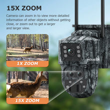 Load image into Gallery viewer, Solar Camera Outdoor 12MP 6K Dual Screen WIFI / 4G SIM Monitor IP66 PIR Human Detection Security Camera Camouflage Forest Ubox