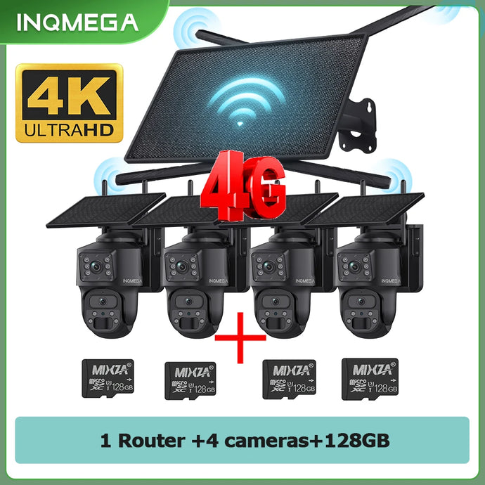 10W 4G Solar Battery Router 4K 8MP Dual Lens WiFi Camera Repeater 150Mbps IP66 Waterproof PTZ Camera in Forest or Remote place