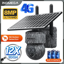 Load image into Gallery viewer, INQMEGA 8MP 4G SIM Card / WIFI Solar Camera Outdoor Security Protection CCTV Recording Humanoid Dection in Forest / Farm