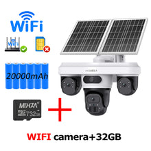 Load image into Gallery viewer, INQMGEA 12MP 3 Lens Outdoor 4G / WIFI Camera Solar CCTV Security Solar-powered Surveillance Cameras with Night Vision for Gargen Yard